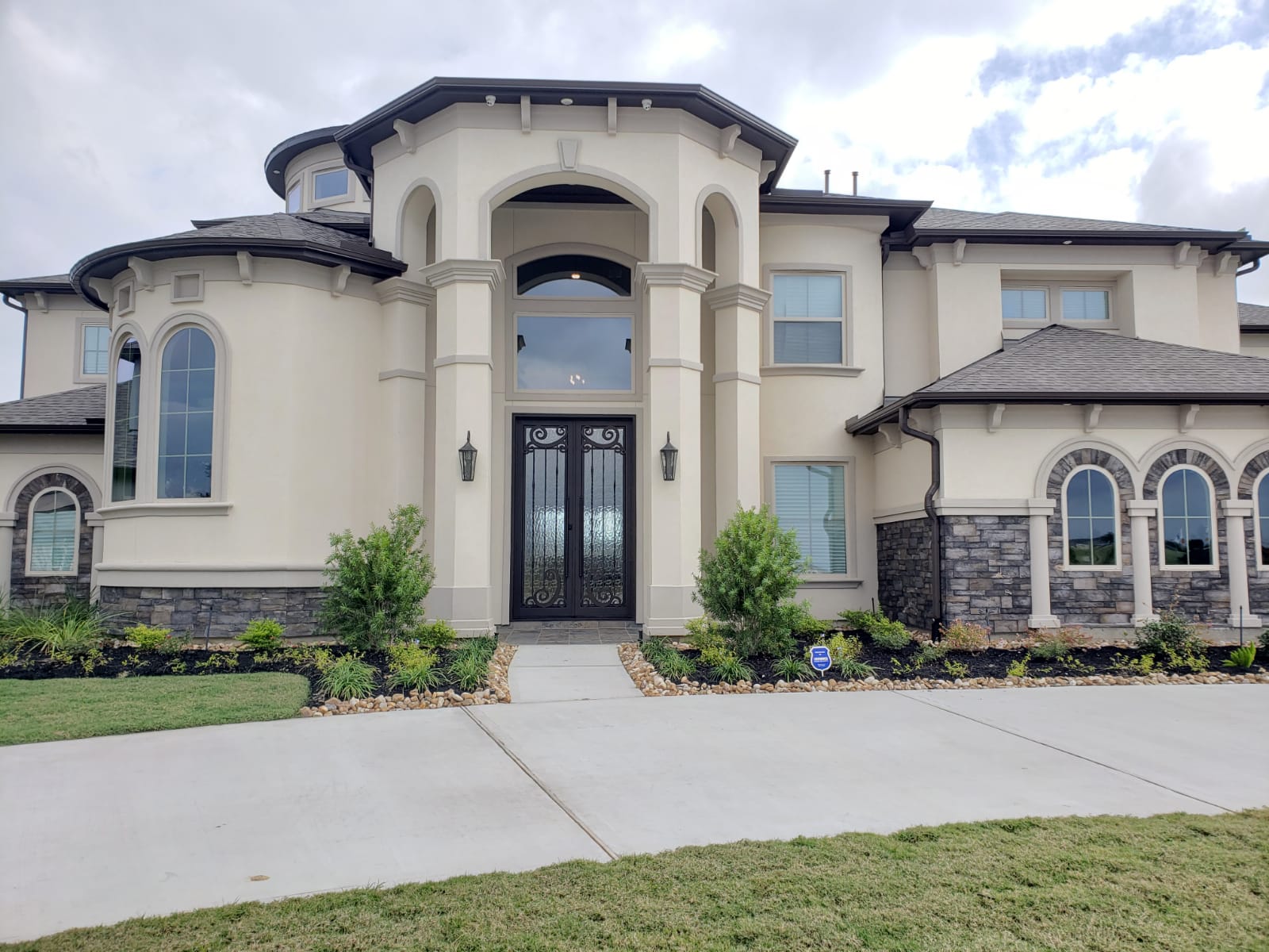 Iron and glass pivot door