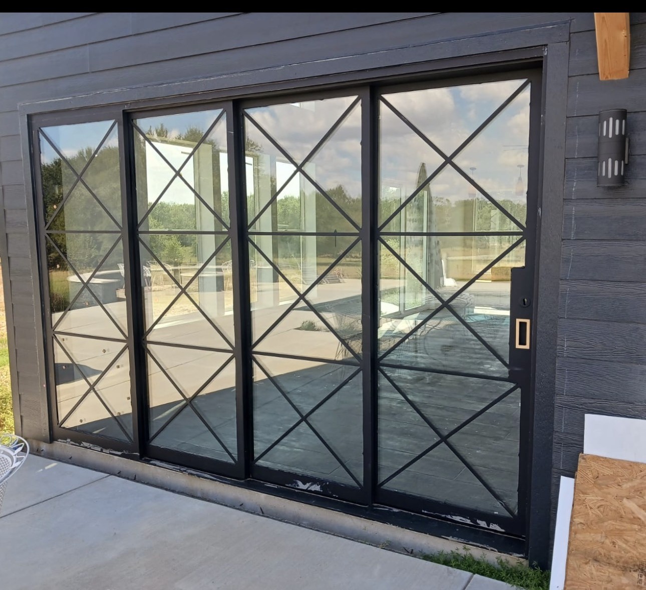 Sliding iron patio door system